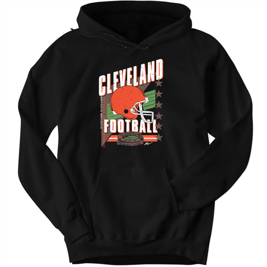 Cleveland Football Black Vintage Crew Hoodie