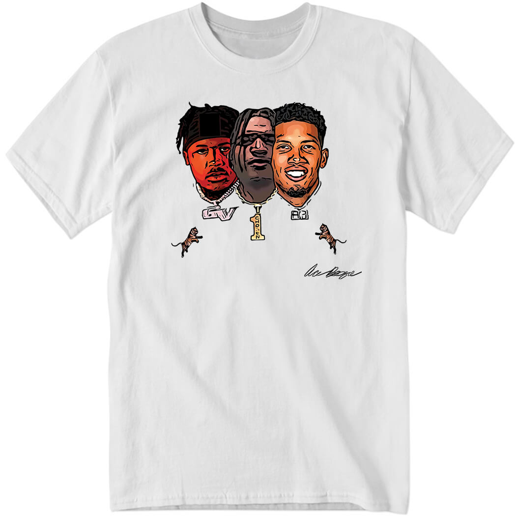 Joe Burrow Tres Amigos A'Marr Chase Tee Higgins And Tyler Boyd Shirt