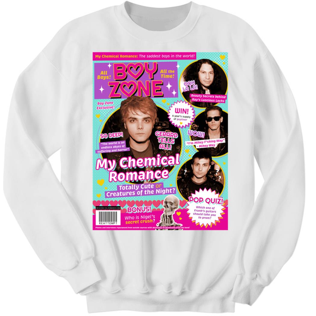 Mcr In The Pages Of Tiger Beat Boy Zone My Chemical Romance Sweatshirt