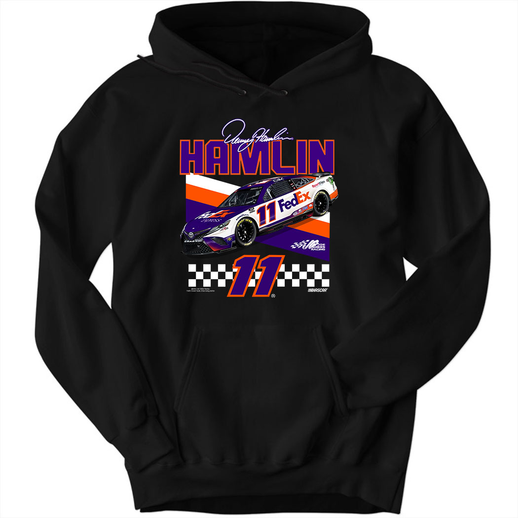 Men's Denny Hamlin Joe Gibbs Racing Team Collection Charcoal FedEx Front Runner Hoodie