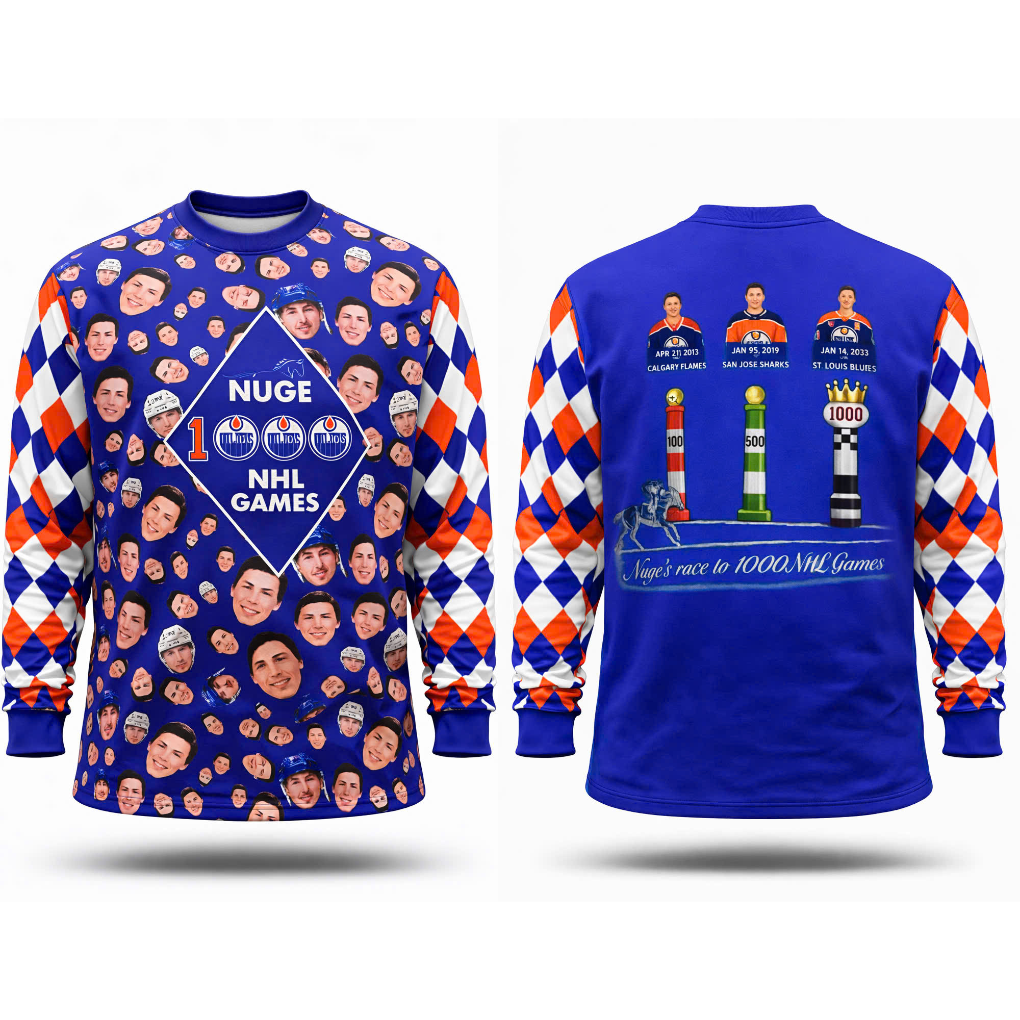 Edmonton Oilers Nuge's Race To 1000 Games Long Sleeve Shirt